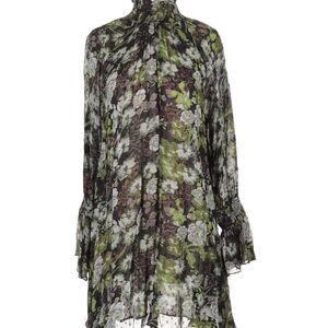 ByTiMo Midi Swiss Dot Victorian High Neck Sheer Multi Floral Dress sz: XS